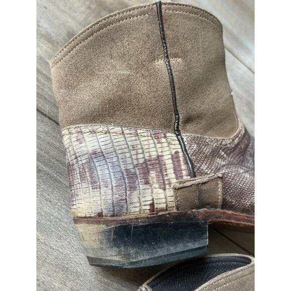 Golden Goose Distressed Western Cowboy Booties Short Boots Brown - Picture 6 of 16